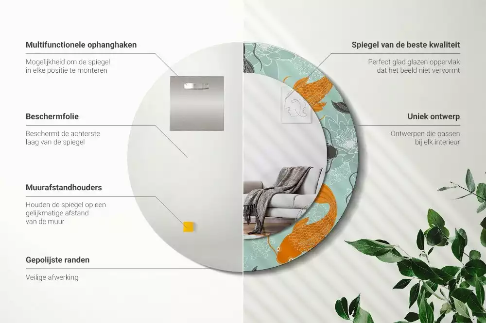 Kerek díszes tükör Koi ponty