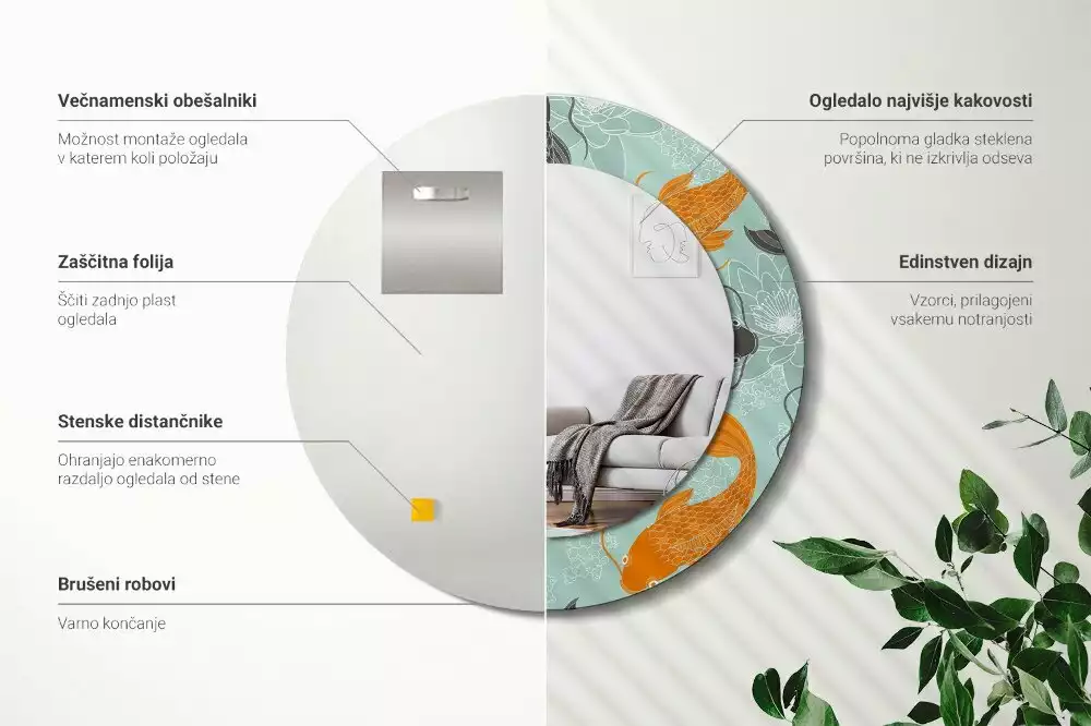 Kerek díszes tükör Koi ponty