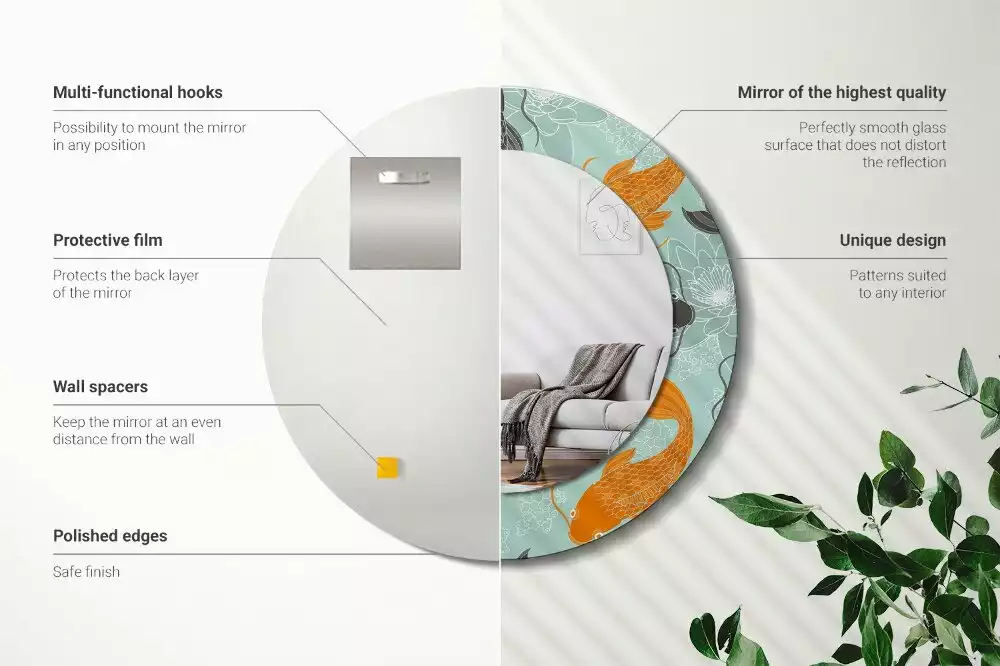 Kerek díszes tükör Koi ponty