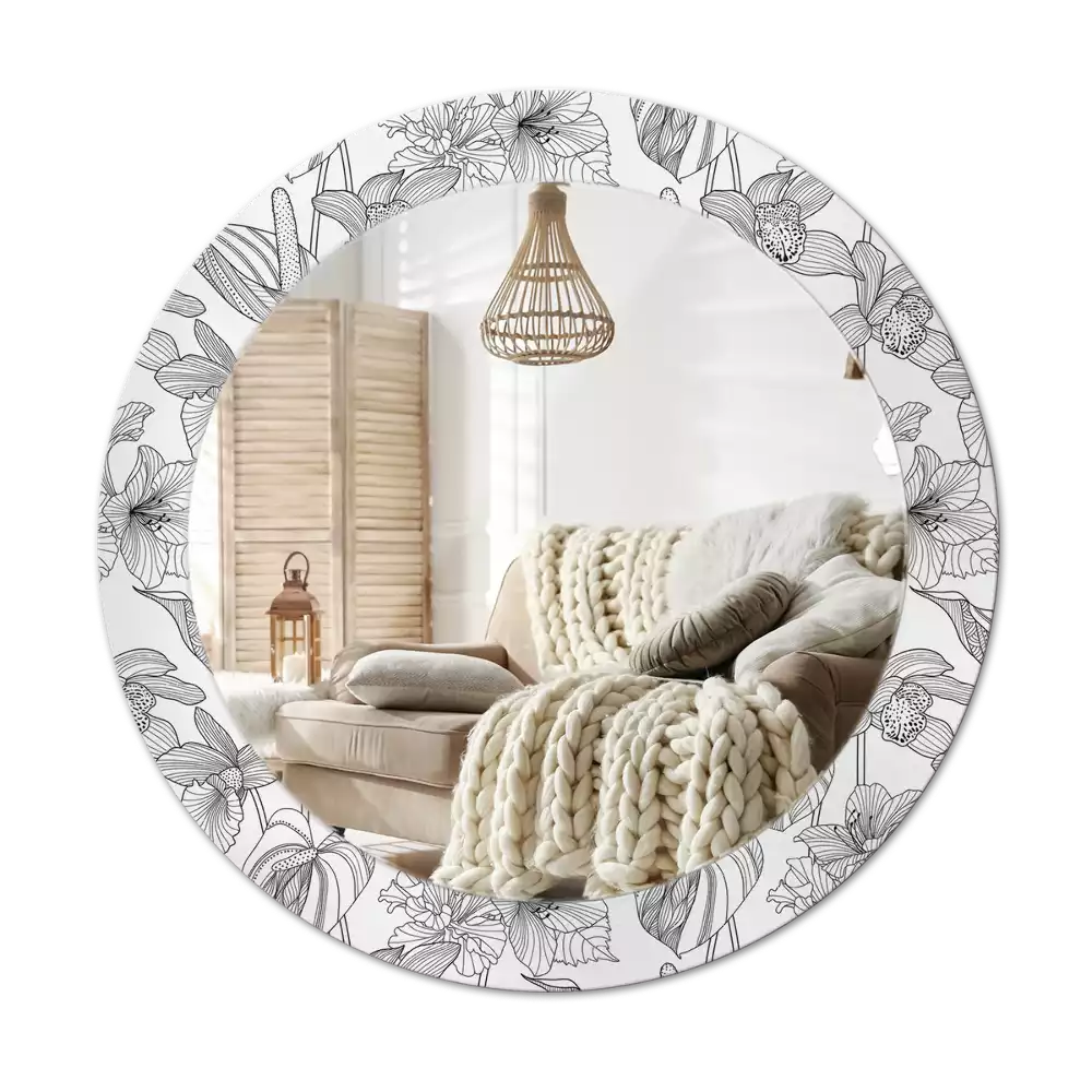 Kerek díszes tükör Virágmintás