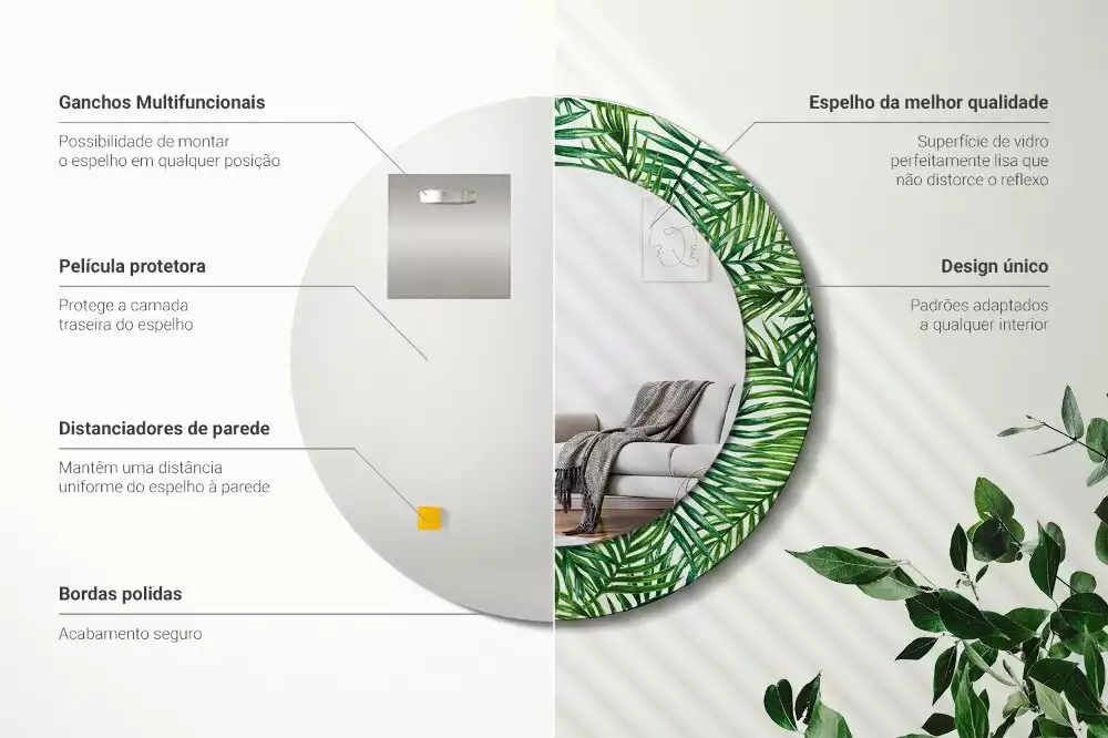 Kerek díszes tükör Trópusi pálmafa