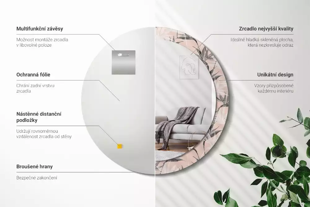 Kerek díszes tükör Strelitzia