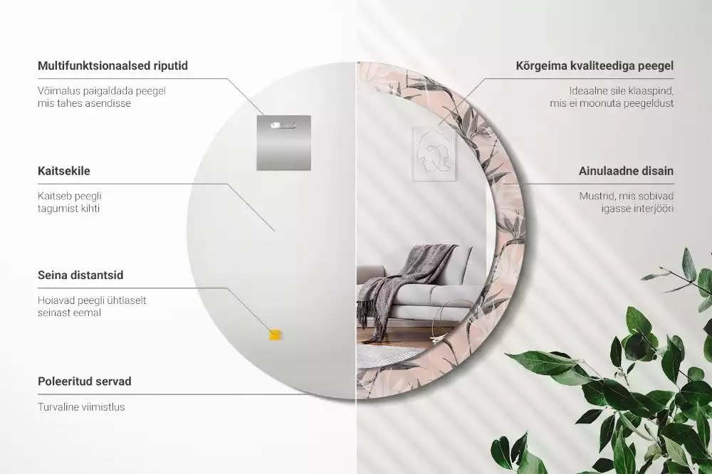 Kerek díszes tükör Strelitzia