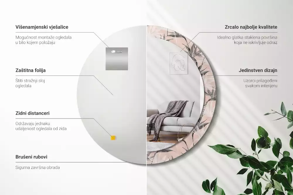 Kerek díszes tükör Strelitzia