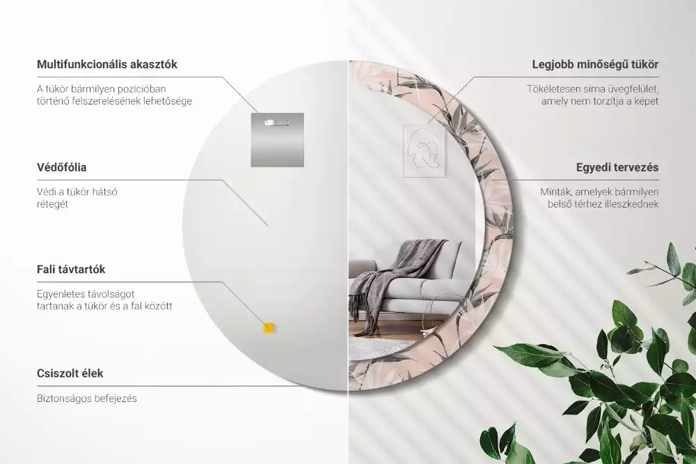 Kerek díszes tükör Strelitzia