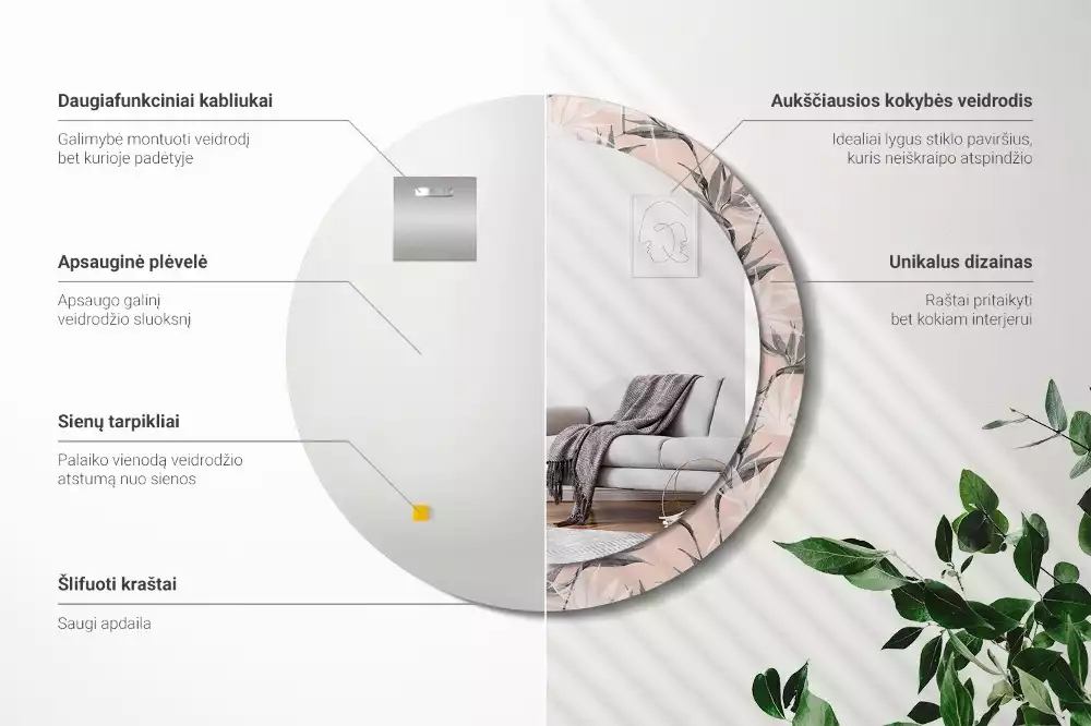 Kerek díszes tükör Strelitzia