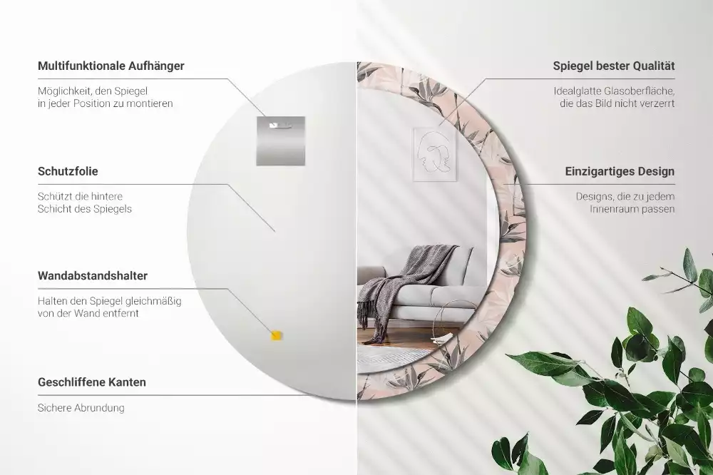 Kerek díszes tükör Strelitzia