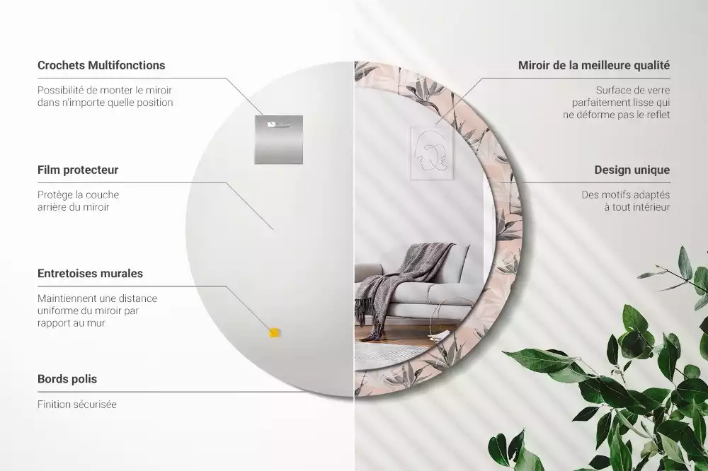 Kerek díszes tükör Strelitzia