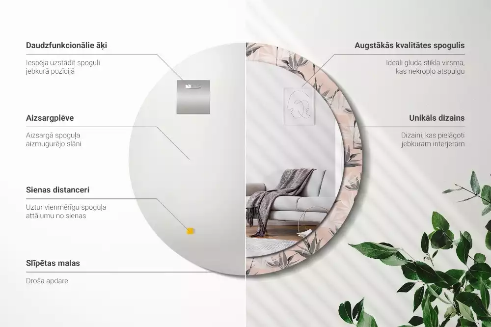 Kerek díszes tükör Strelitzia