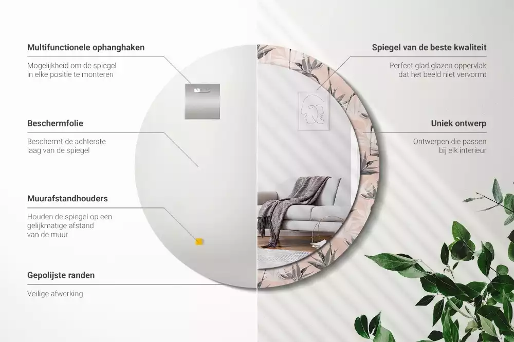 Kerek díszes tükör Strelitzia