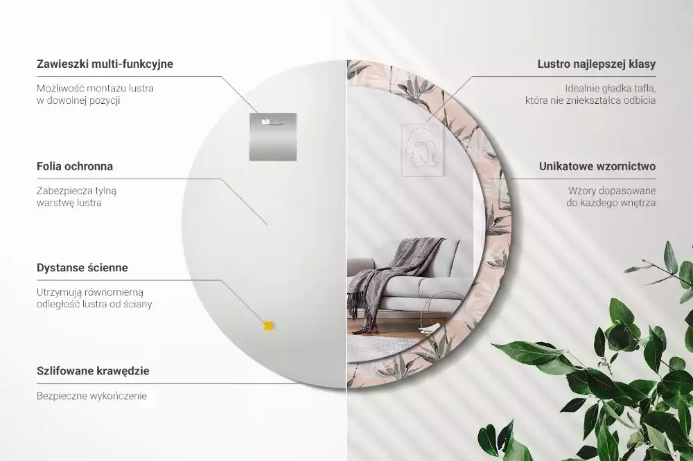 Kerek díszes tükör Strelitzia