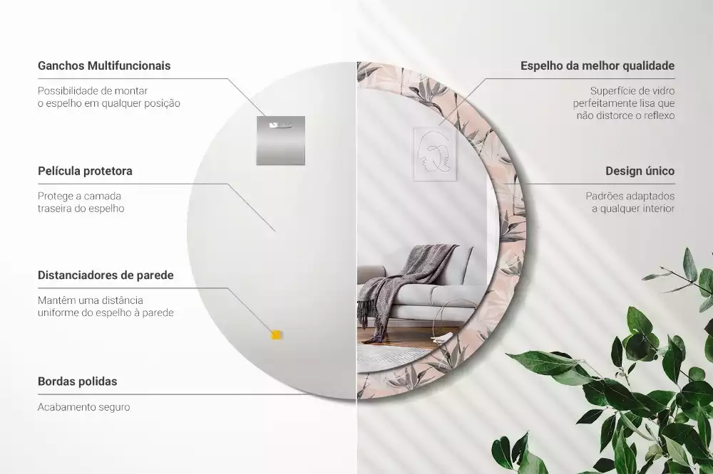 Kerek díszes tükör Strelitzia