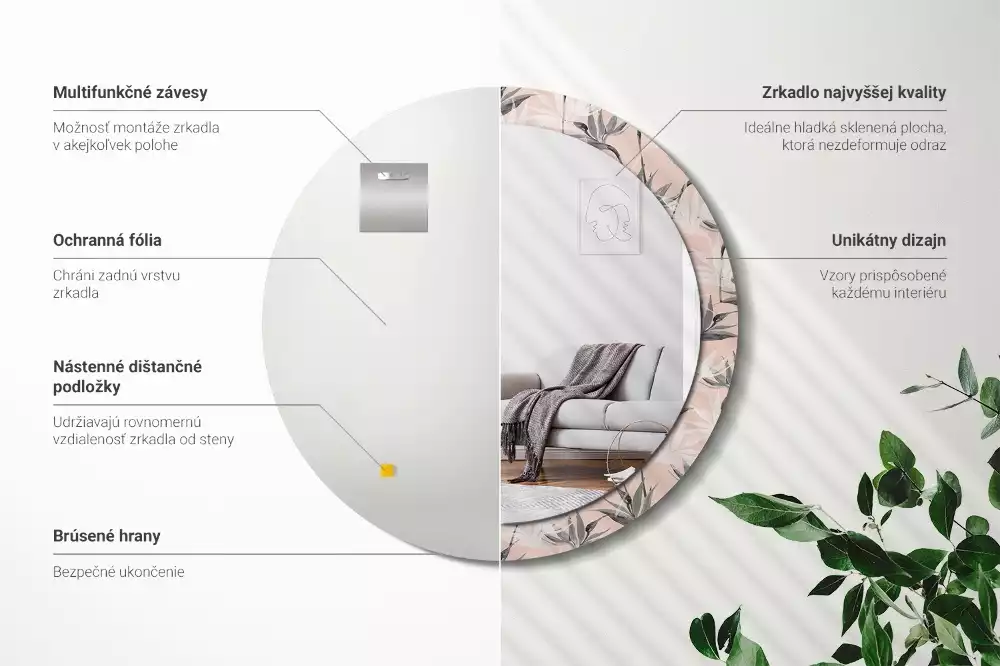 Kerek díszes tükör Strelitzia