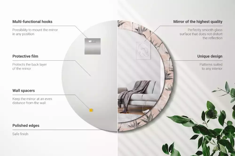 Kerek díszes tükör Strelitzia