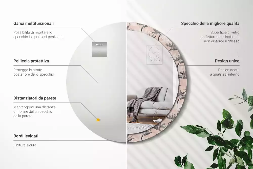 Kerek díszes tükör Strelitzia