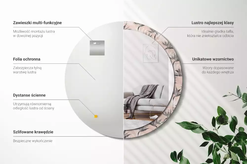 Kerek díszes tükör Strelitzia