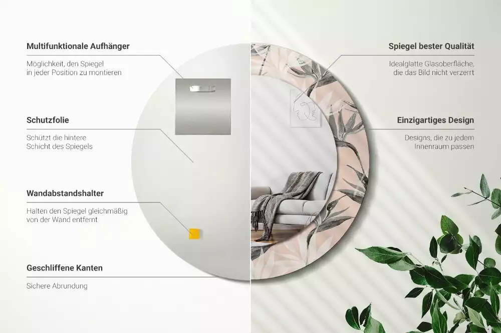 Kerek díszes tükör Strelitzia