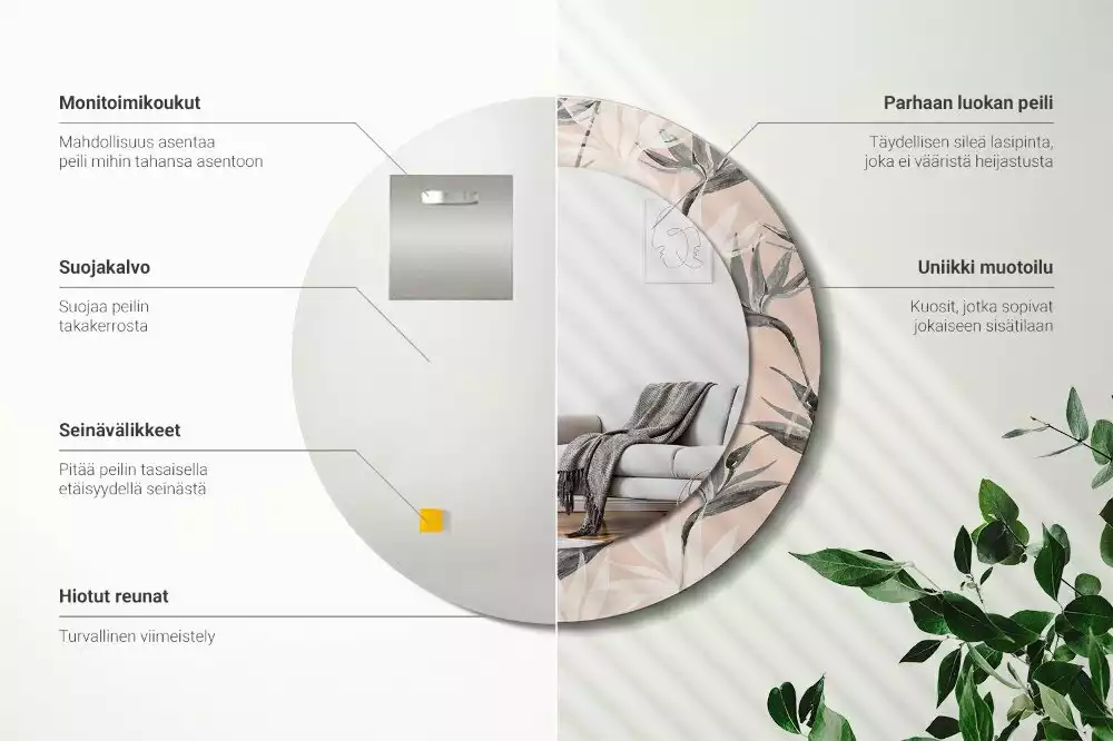 Kerek díszes tükör Strelitzia