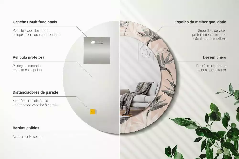 Kerek díszes tükör Strelitzia