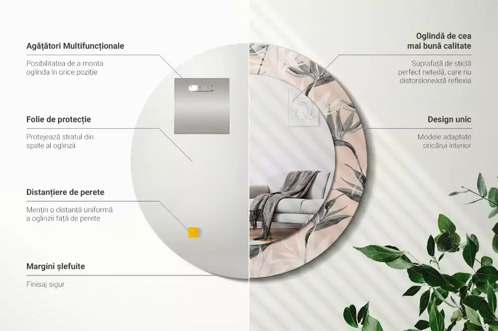 Kerek díszes tükör Strelitzia