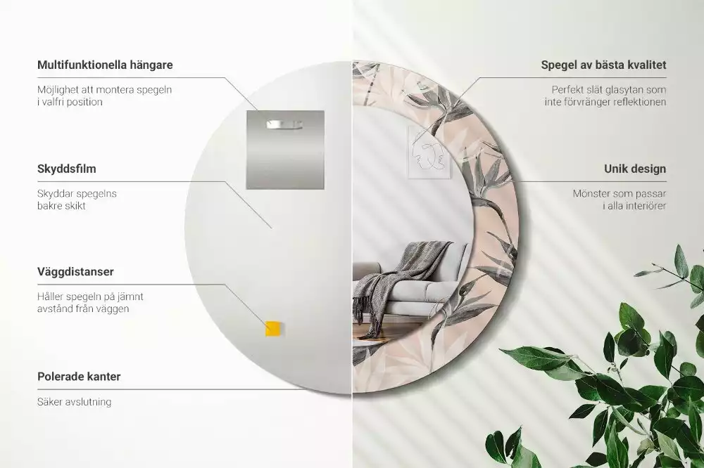 Kerek díszes tükör Strelitzia