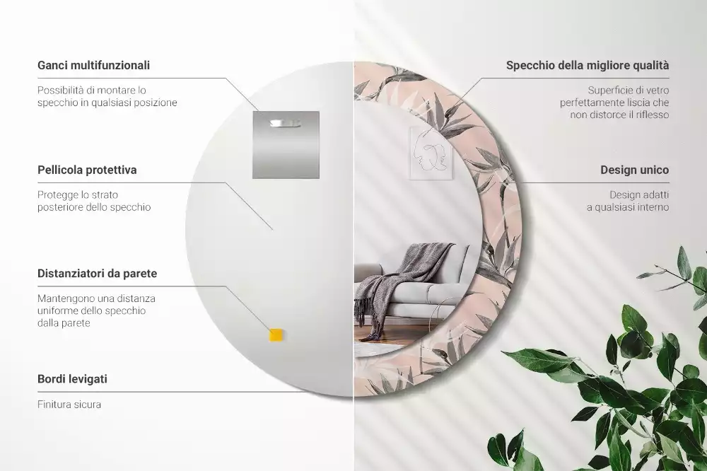 Kerek díszes tükör Strelitzia