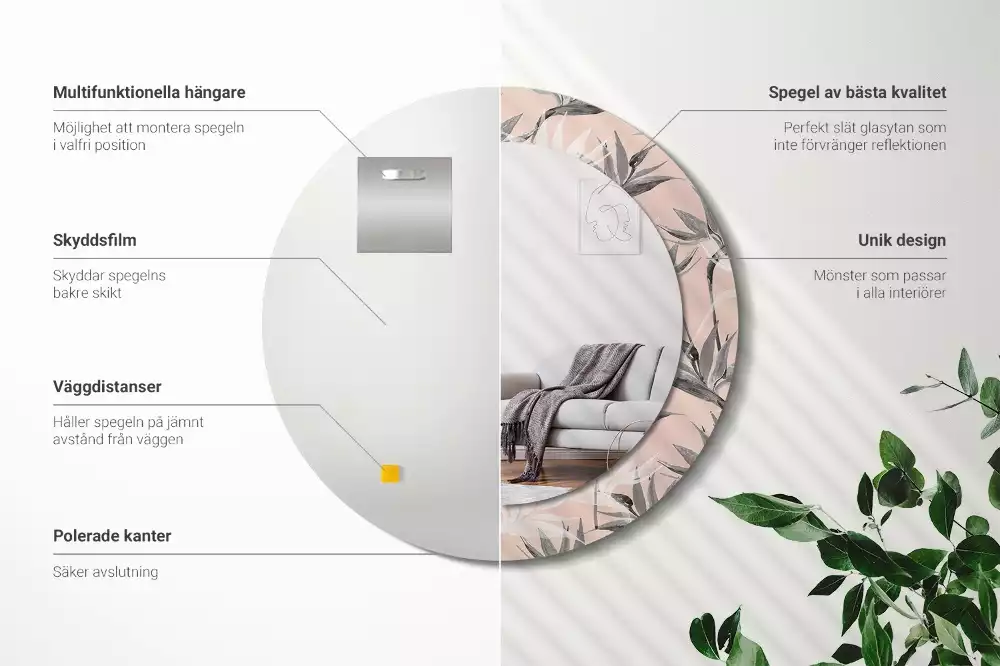 Kerek díszes tükör Strelitzia