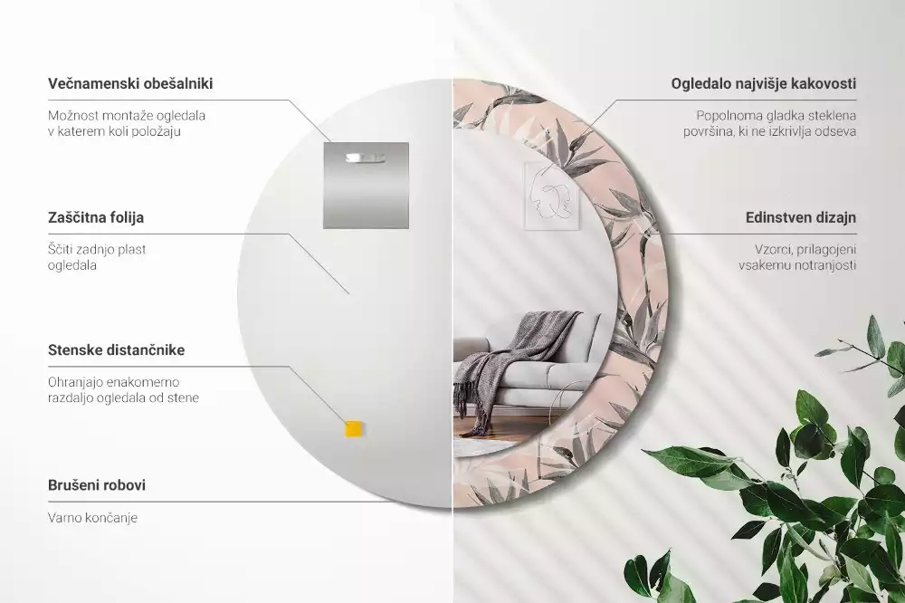 Kerek díszes tükör Strelitzia