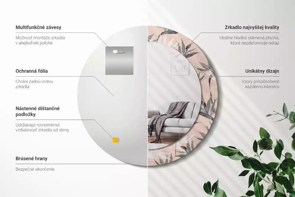 Kerek díszes tükör Strelitzia