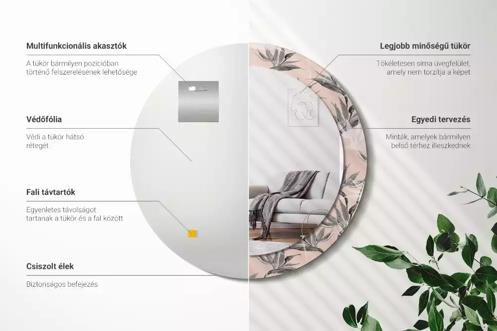 Kerek díszes tükör Strelitzia