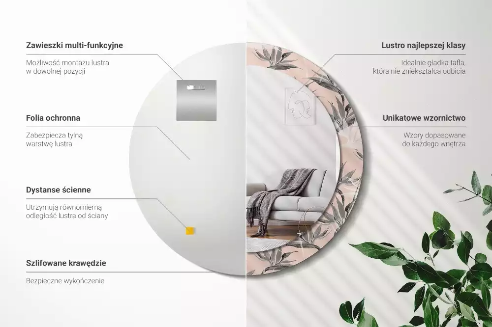 Kerek díszes tükör Strelitzia