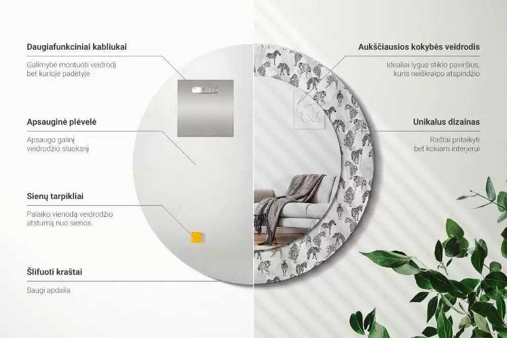 Kerek dísztükör Trópusi tigris