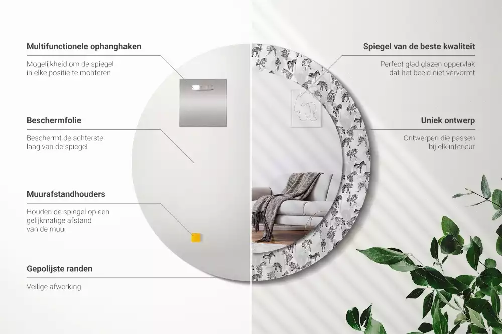 Kerek dísztükör Trópusi tigris