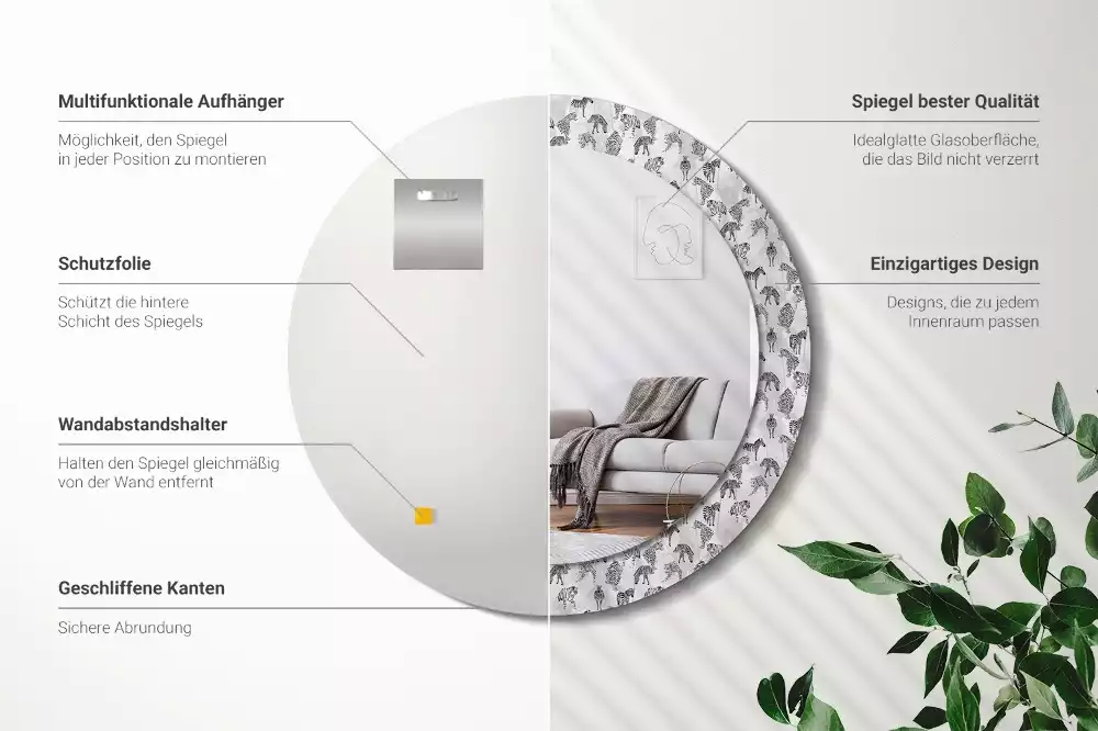 Kerek dísztükör Trópusi tigris