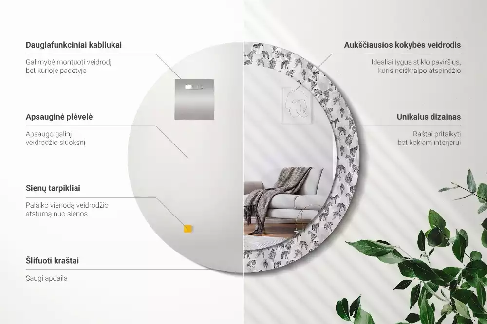 Kerek dísztükör Trópusi tigris