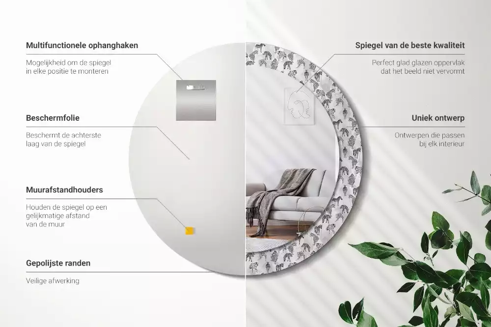 Kerek dísztükör Trópusi tigris