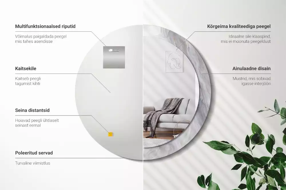 Kerek tükör fali dísz Absztrakt márvány