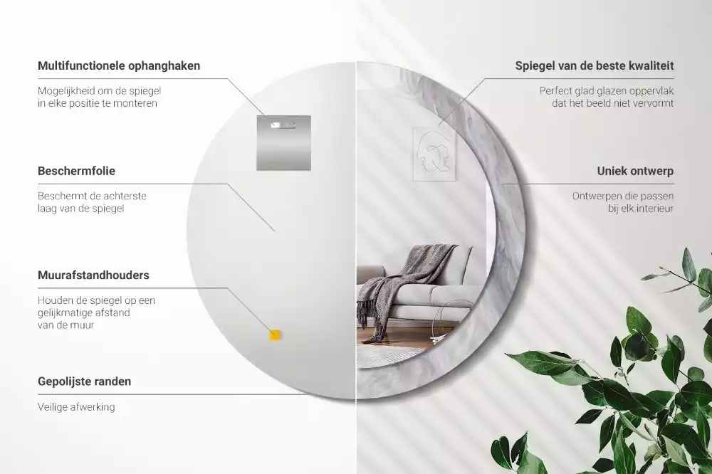 Kerek tükör fali dísz Absztrakt márvány