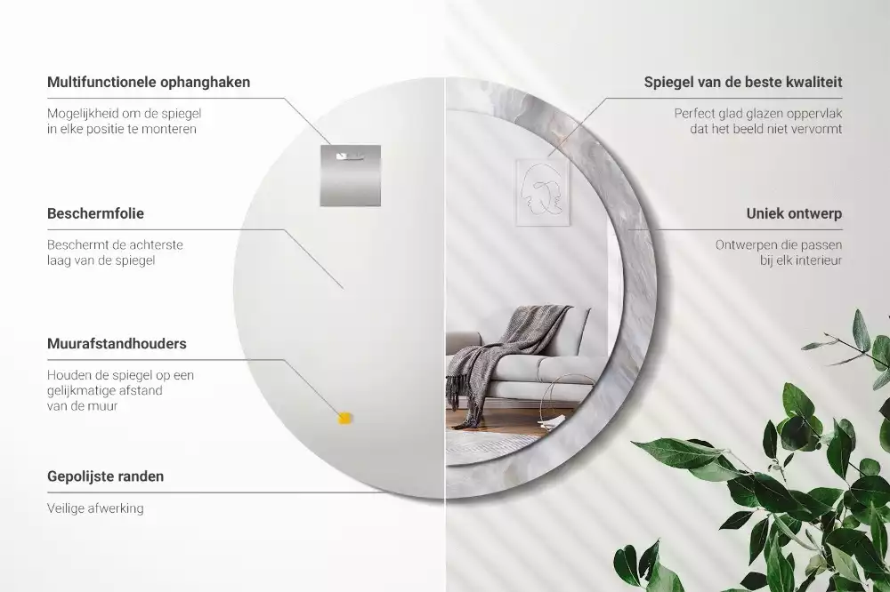 Kerek tükör fali dísz Absztrakt márvány