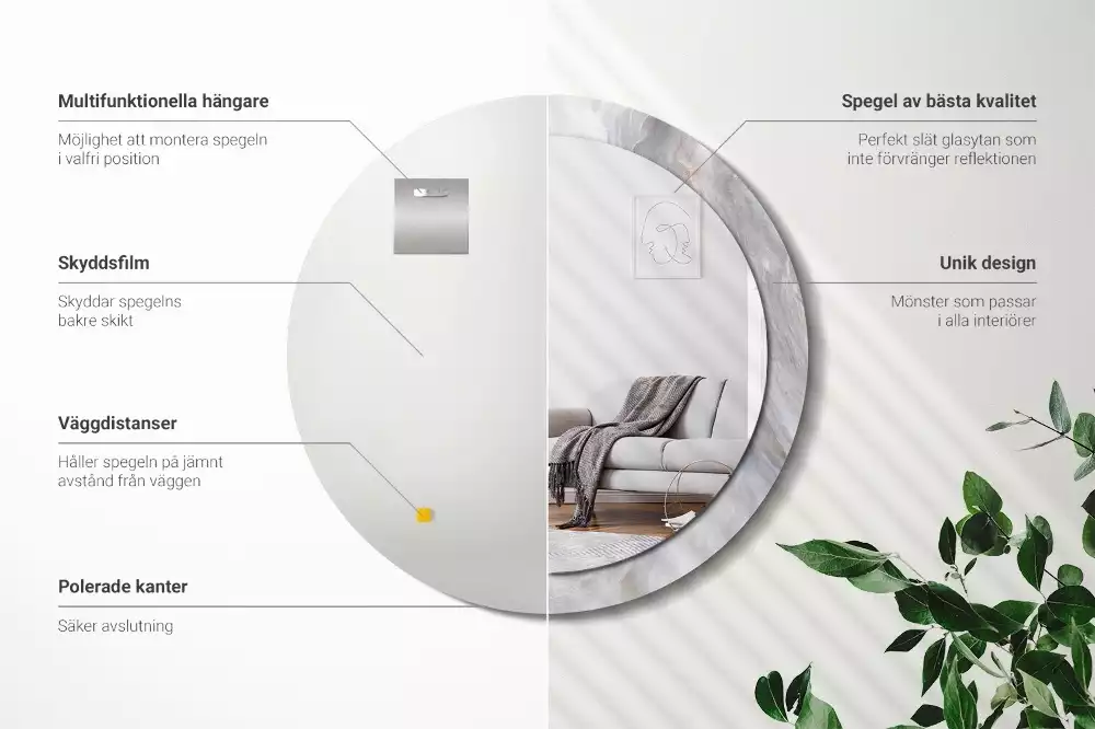 Kerek tükör fali dísz Absztrakt márvány