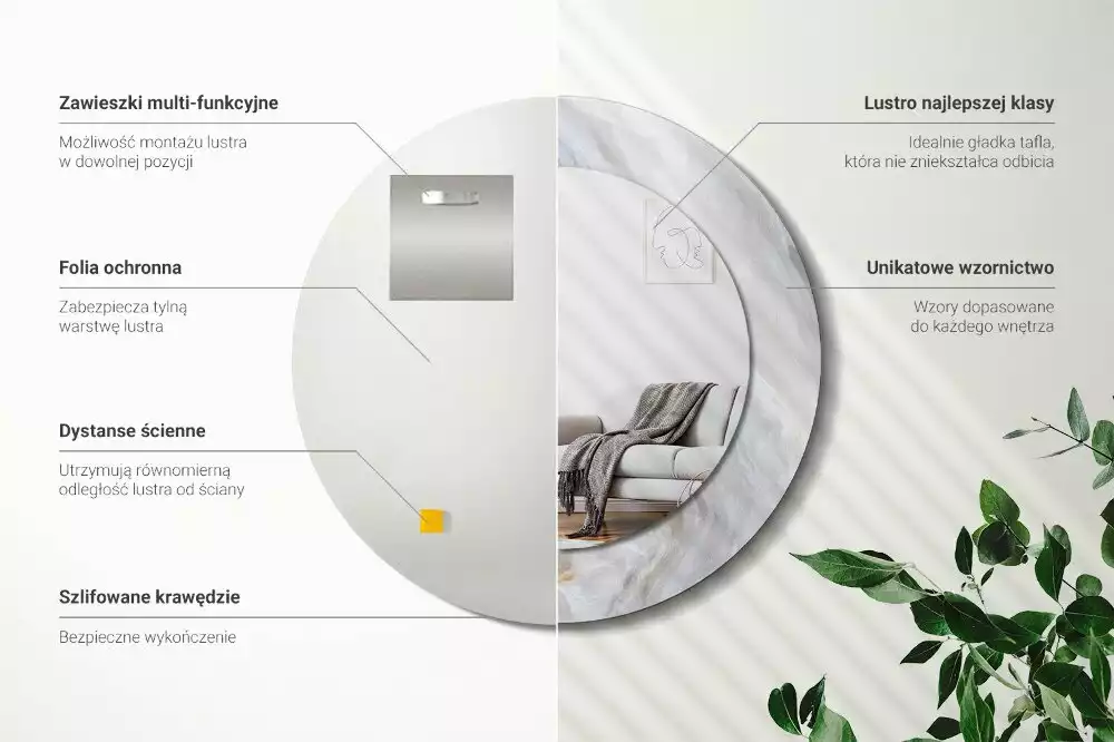 Kerek tükör fali dísz Absztrakt márvány