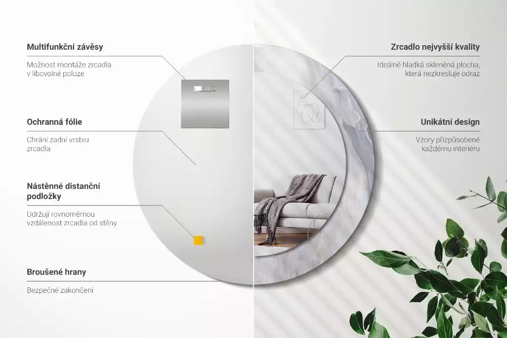 Kerek tükör fali dísz Absztrakt márvány