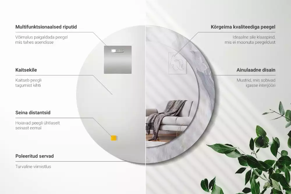 Kerek tükör fali dísz Absztrakt márvány