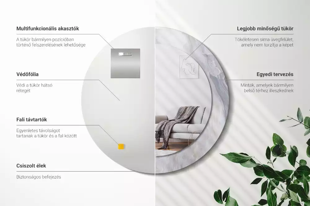 Kerek tükör fali dísz Absztrakt márvány