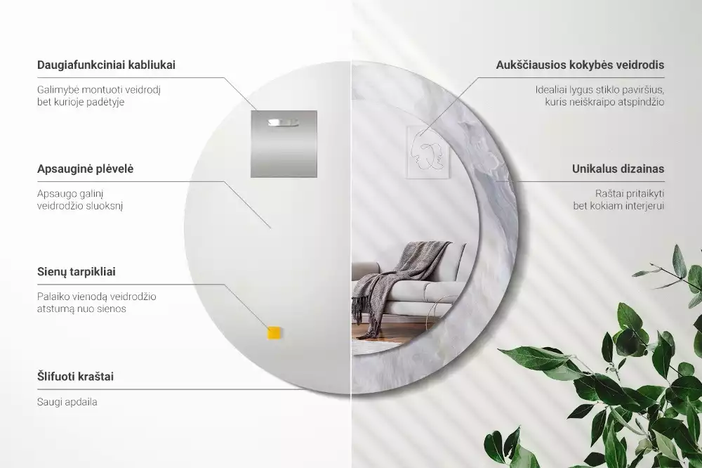 Kerek tükör fali dísz Absztrakt márvány