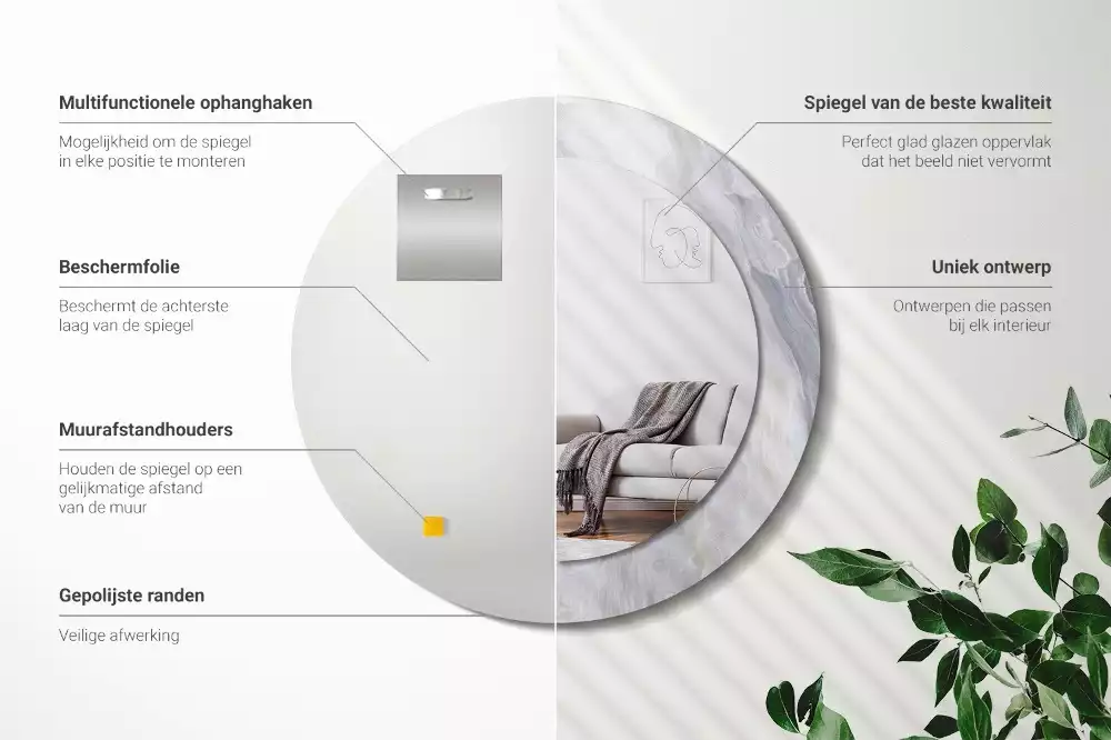 Kerek tükör fali dísz Absztrakt márvány