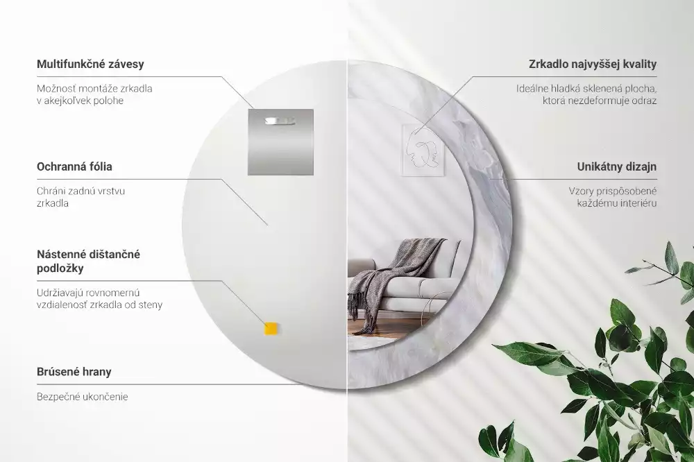 Kerek tükör fali dísz Absztrakt márvány