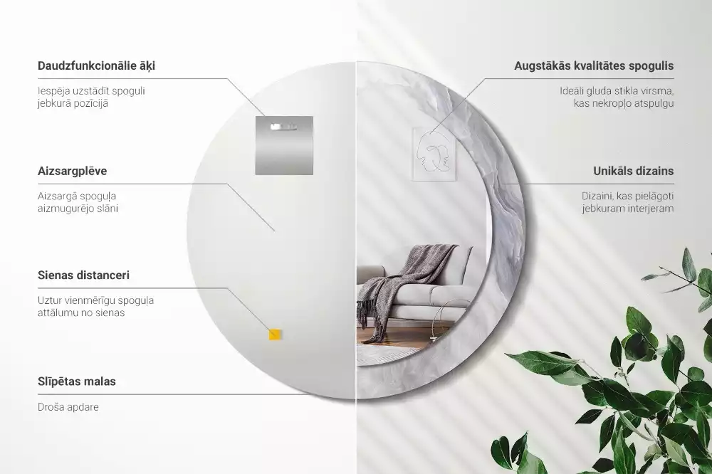 Kerek tükör fali dísz Absztrakt márvány