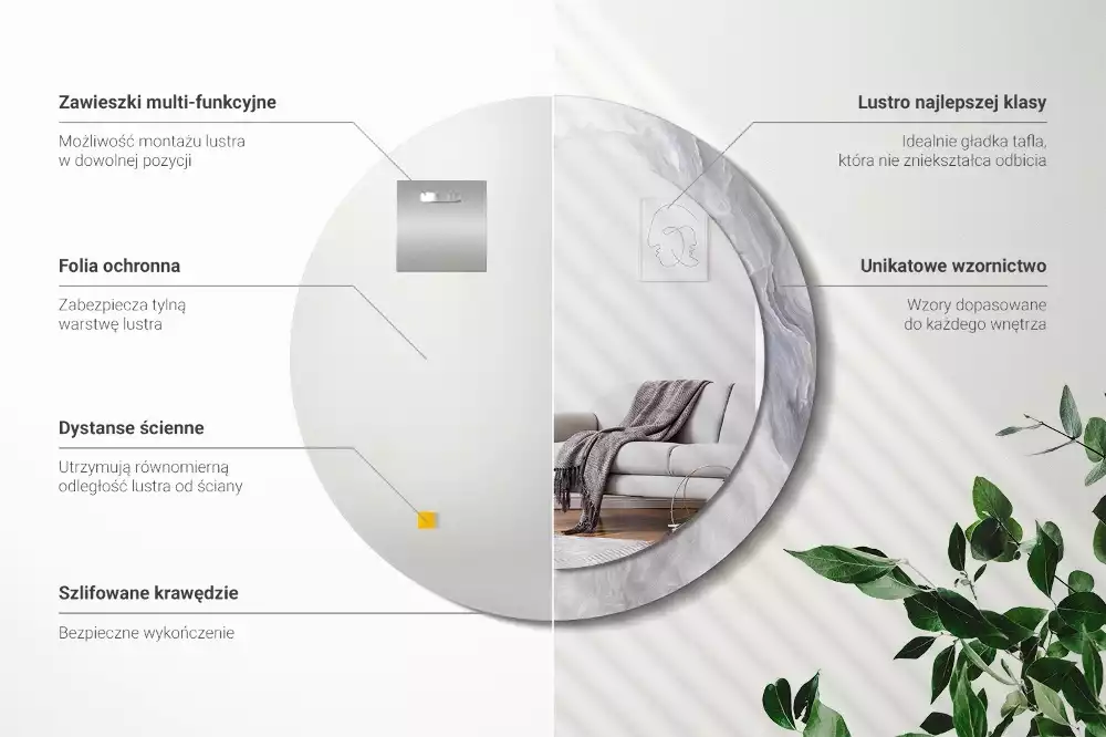 Kerek tükör fali dísz Absztrakt márvány