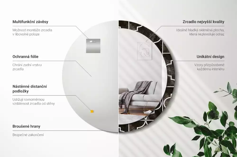 Kerek díszes tükör Antik minta